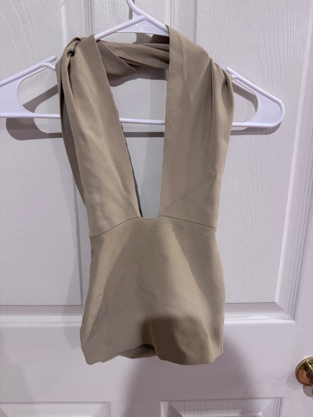 WeWoreWhat Beige Halter Tank Top